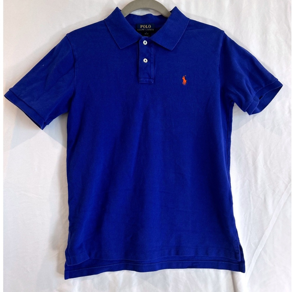 Polo Ralph Lauren Boys Royal Blue Polo Shirt Orange Pony Large 14-16